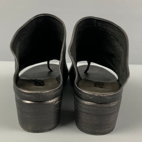 MARSELL Sandalias peep toe de cuero negro talla 7
