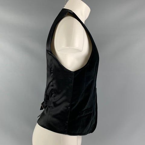 DOLCE & GABBANA Black Velvet Buttoned  Size 38 Cotton & Silk Vest