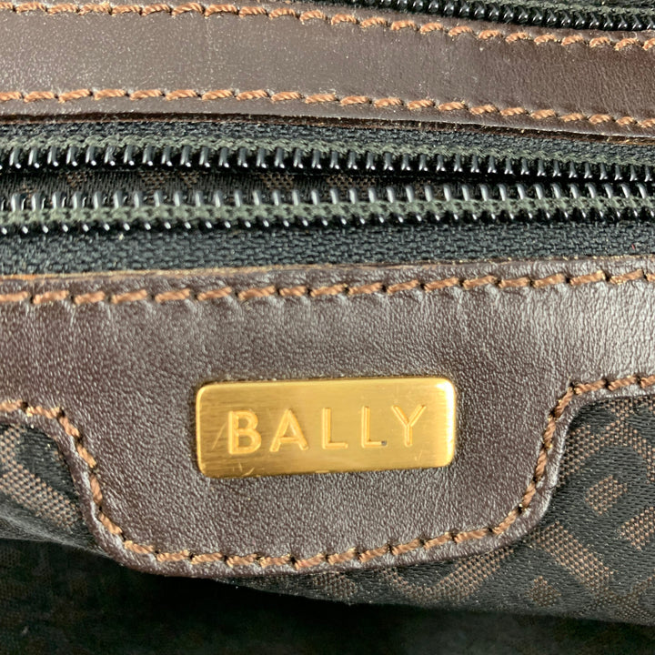 BALLY Brown Monogram Nylon Leather Tote Handbag