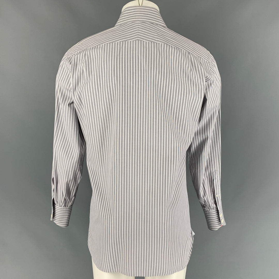 TOM FORD Size M Grey Striped Cotton Spread Collar Long Sleeve Shirt