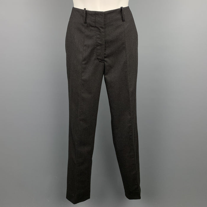 JIL SANDER Size 0 Charcoal Virgin Wool Straight Leg Dress Pants