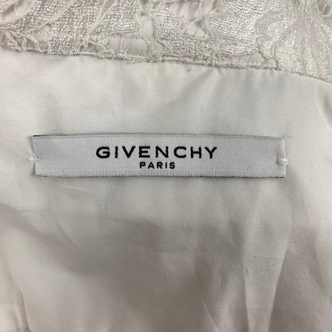 GIVENCHY Size M White Lace Viscose Blend Hidden Placket Long Sleeve Shirt