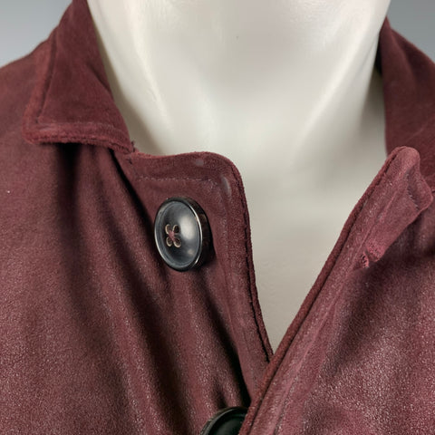 JOHN VARVATOS Size 38 Burgundy Suede Single breasted Jacket