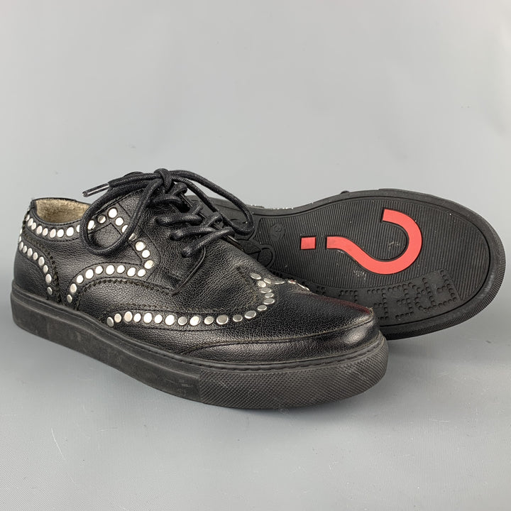 FREE*LANCE Size 7 Black Studded Leather Lace Up Brogues