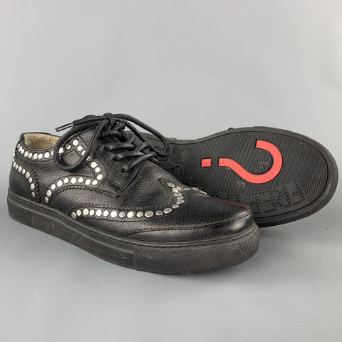 FREE*LANCE Zapatos brogue con cordones de cuero con tachuelas negros talla 7
