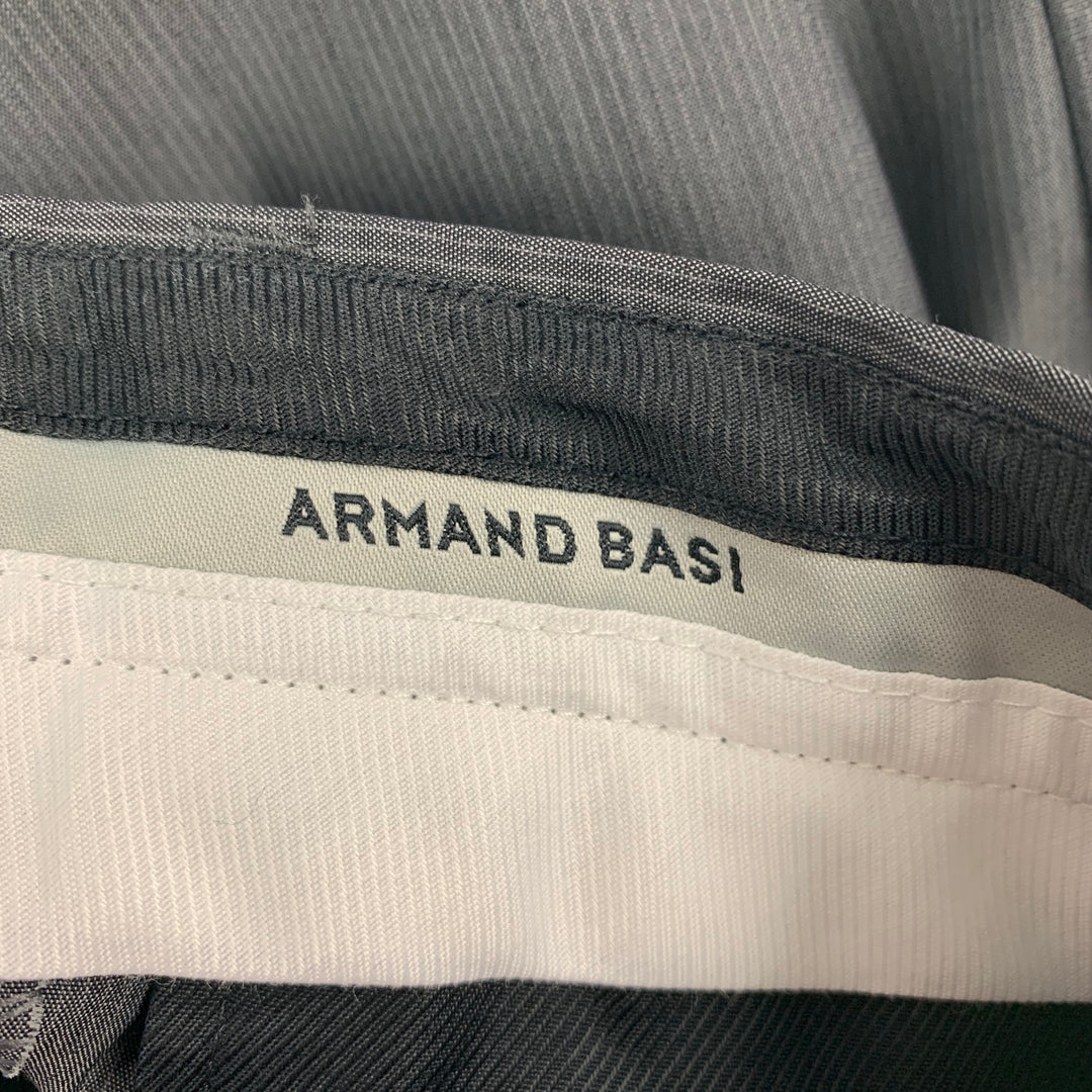 ARMAND BASI Size 32 Grey Stripe Wool Blend Flat Front Dress Pants