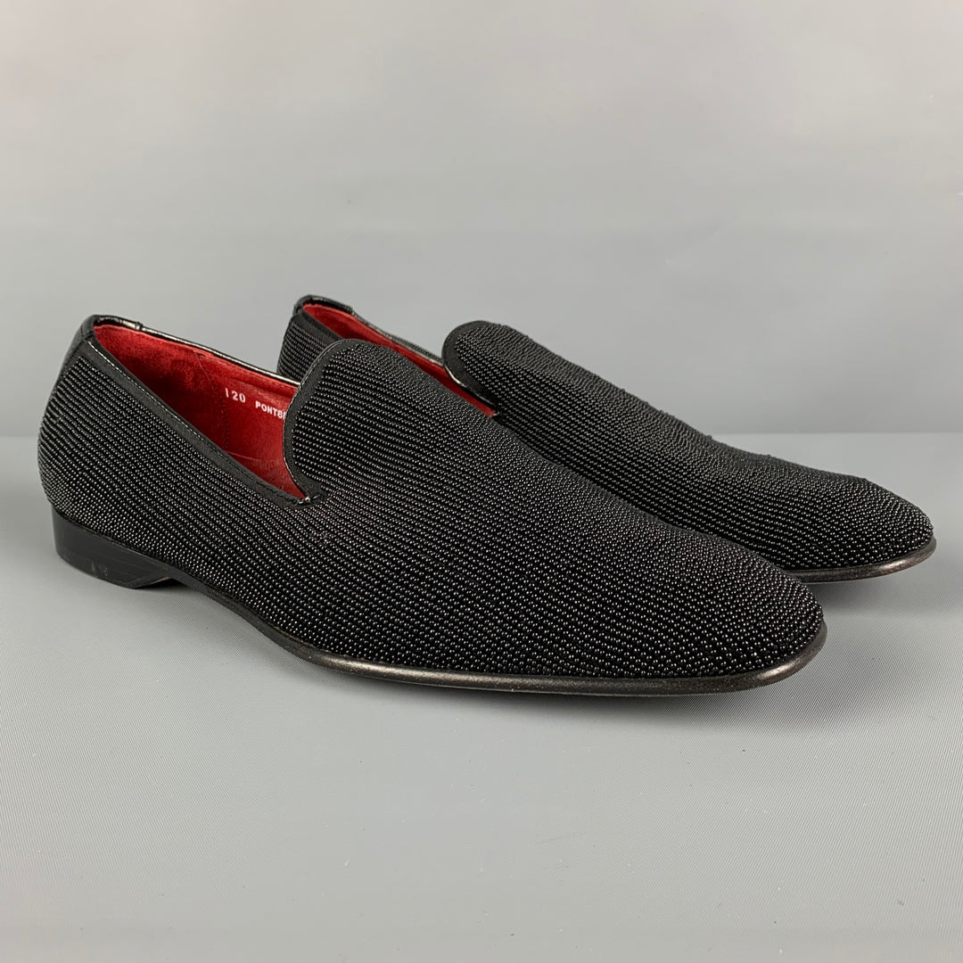 DONALD J PLINER Size 9 Black Beaded Leather Slip On Loafers