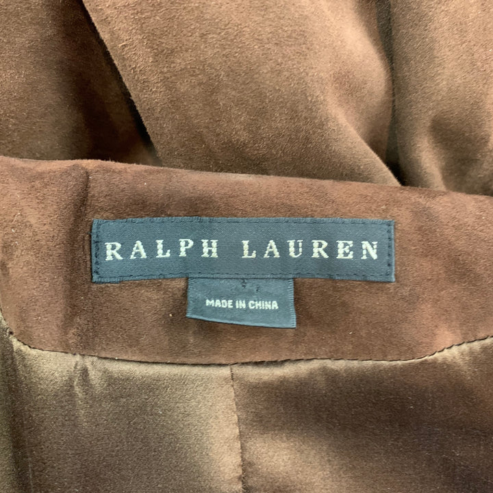RALPH LAUREN Black Label Taille 10 Veste d'équitation en daim marron