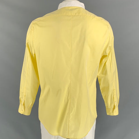 JOHN VARVATOS  Size XL Yellow White Solid Cotton Button Up  Long Sleeve Shirt