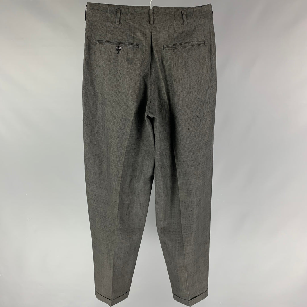 vintage MATSUDA Taille L Pantalon de robe plissé en coton lin gris