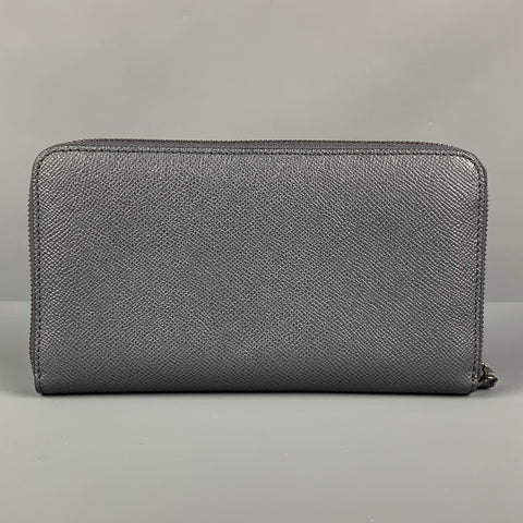 BURBERRY Grey Pebble Grain Leather Wallet