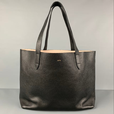 CUYANA Black Leather Pebble Grain Tote Handbag