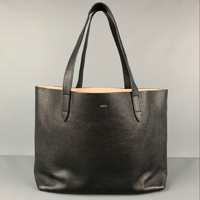 CUYANA Black Leather Pebble Grain Tote Handbag
