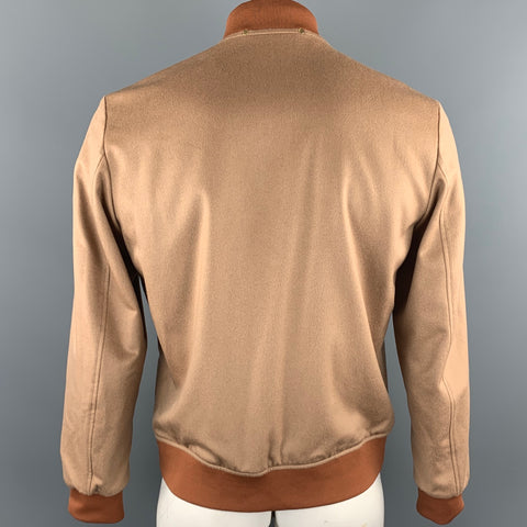 PAUL SMITH Size L Camel Cashmere Zip Up Bomber Jacket