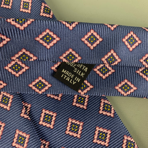 KITON Navy Pink Rhombus Silk Tie