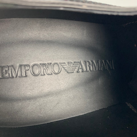 EMPORIO ARMANI Size 9 Navy Perforated Leather Lace Up Shoes