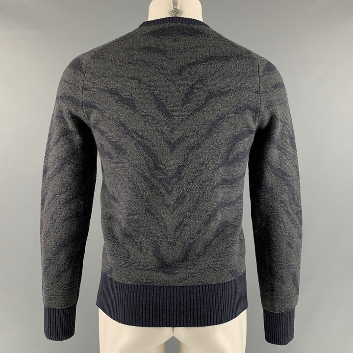 MICHAEL BASTIAN Size S Grey &  Navy Knit Lana Wool Sweater