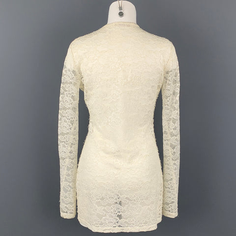 CELINE Size 6 Cream Lace Polyamide Blend Blouse