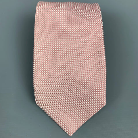 MASSIMO BIZZOCCHI Pink & White Textured Silk Tie
