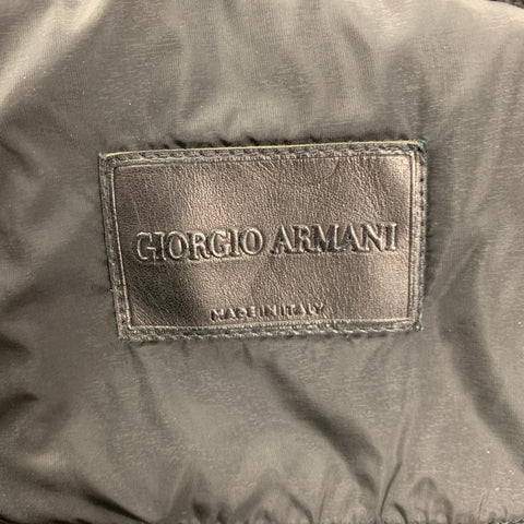 GIORGIO ARMANI Size 42 Black Woven Wool Polyester Sport Coat