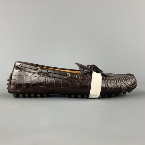 COLE HAAN Gunnison Size 9 Brown Embossed Leather Drivers Loafers