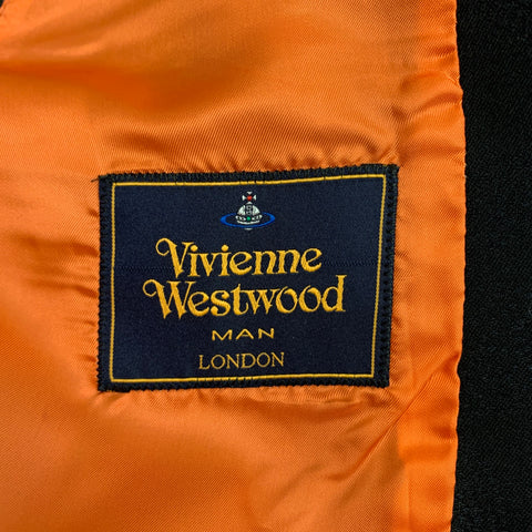 VIVIENNE WESTWOOD MAN Size 40 Black Print Wool / Viscose Blend Open Front Vest