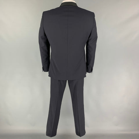 THE KOOPLES Size 40 Navy Black Herringbone Wool Mohair Tuxedo Suit