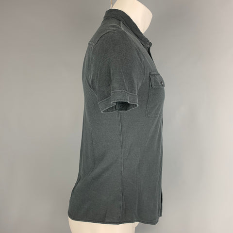 JOHN VARVATOS Size S Grey Silk & Cotton Short Sleeve Short Sleeve Shirt