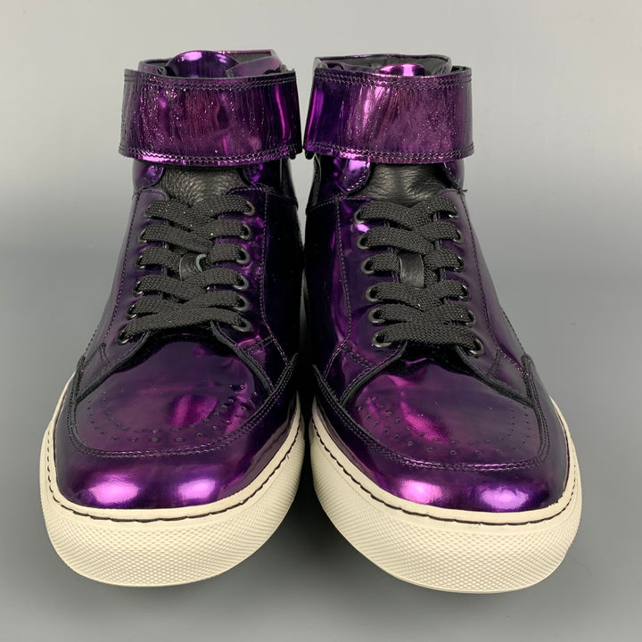 ALEJANDRO INGELMO Size 10.5 Purple Plum Galaxy Metallic Leather High Top Sneakers