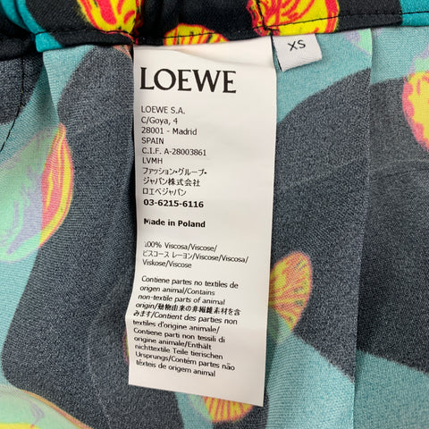 LOEWE Talla XS Pantalones casuales con cordón y estampado de concha de viscosa multicolor