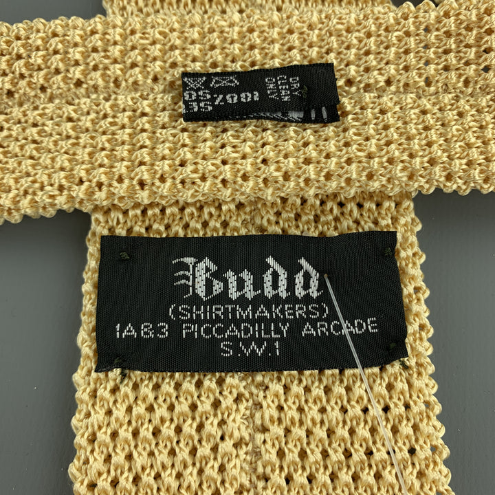 BUDD Beige Yellow Silk Textured Knit Tie