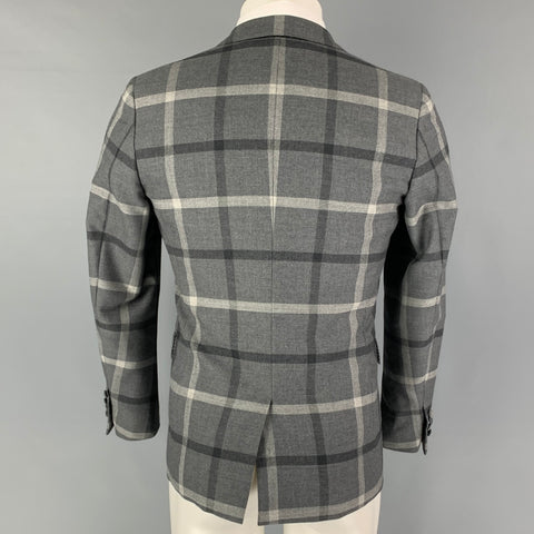 MARKA TAILOR Size 36 Grey Plaid Wool Notch Lapel Sport Coat