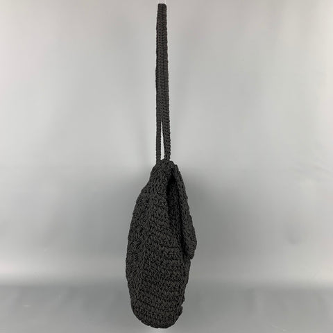 CARRIE FORBES Black Crochet Shoulder Strap Handbag