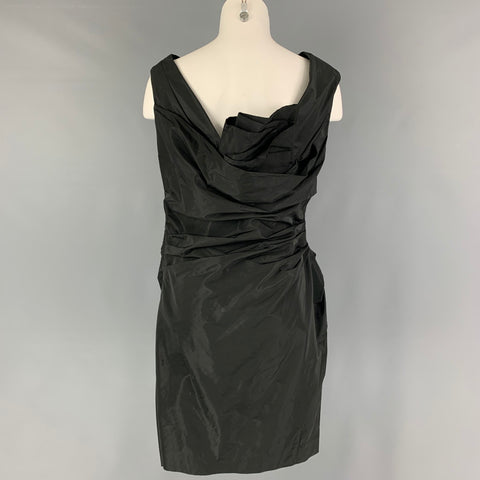 PORTS 1961 Size 10 Black Polyamide Polyester Ruched Sleeveless Cocktail Dress
