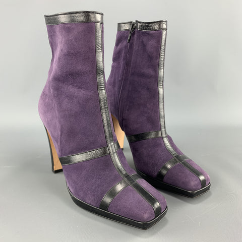 JOSEPH AZAGURY Talla 7 Botines de ante morado con rayas negras