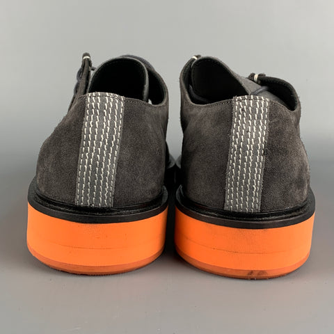 PS by PAUL SMITH Size 9 Grey & Orange Color Block Leather Lace Up Shoes