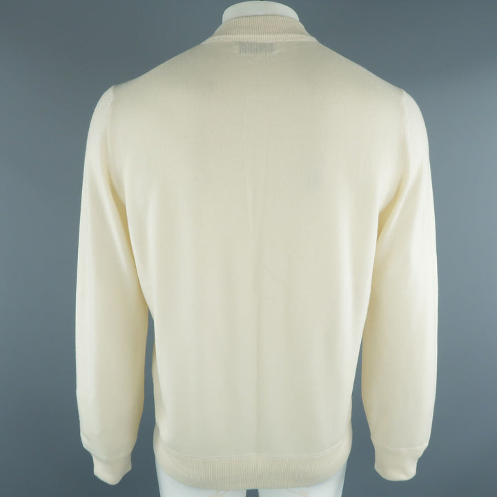BRUNELLO CUCINELLI Size 44 Beige Cable Knit Cashmere Henley Sweater