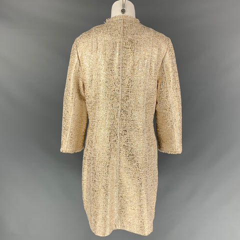 NEIMAN MARCUS Abrigo de tweed en mezcla de poliéster dorado y crema Talla L