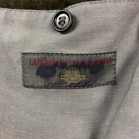 LUCIANO BARBERA Size M Olive Suede Zip Up Jacket