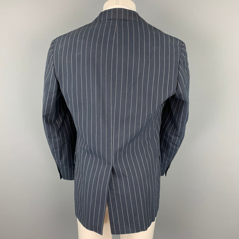 ETRO Size 40 Navy Pinstripe Cotton Notch Lapel Sport Coat