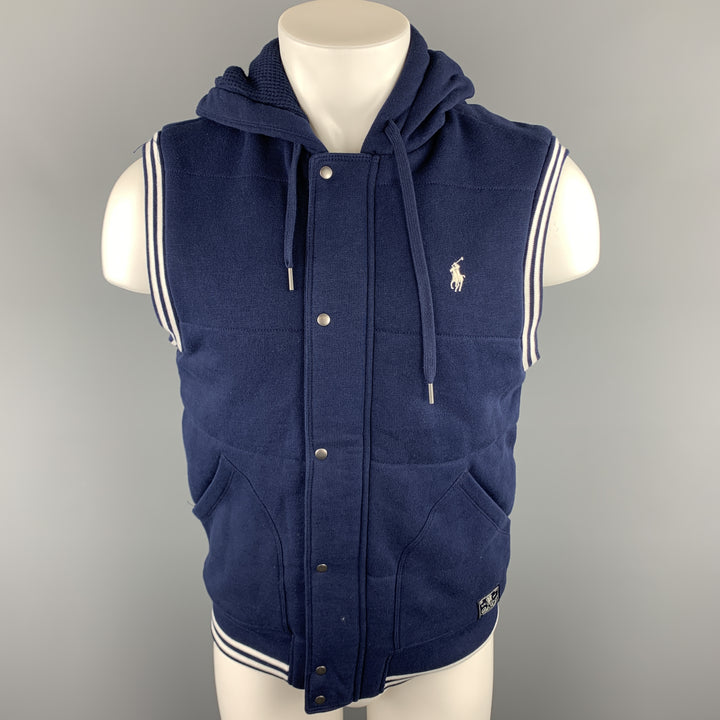 POLO by RALPH LAUREN Size S Navy Quilted Cotton Hooded Vest