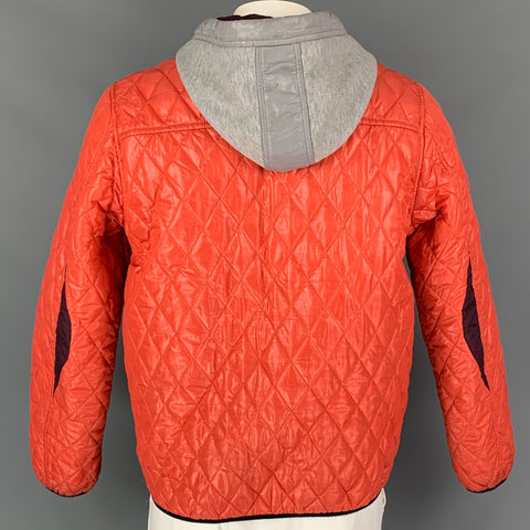FOLK Chaqueta con capucha y cremallera de poliéster acolchada naranja y gris talla L