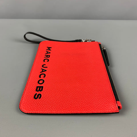 MARC JACOBS Red Black Logo Leather Wristlet Handbag