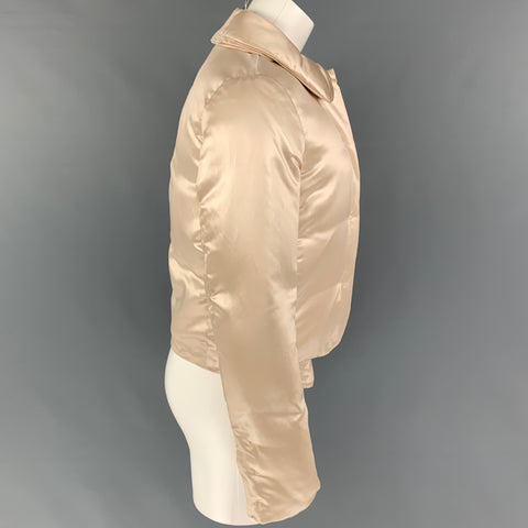 JIL SANDER Size 4 Beige Acetate Silk Padded Jacket