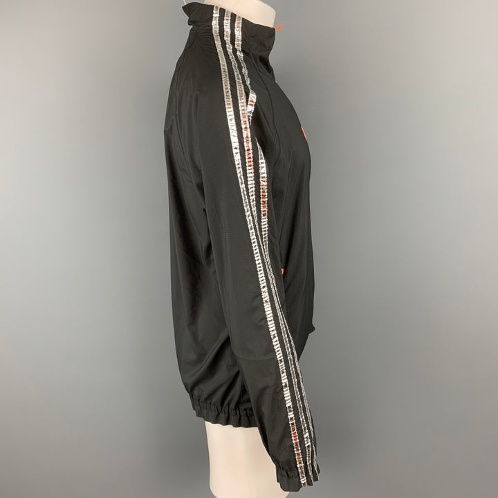KOLOR x ADIDAS Size M Black & Silver Stripe Trim Polyester Zip Up Jacket