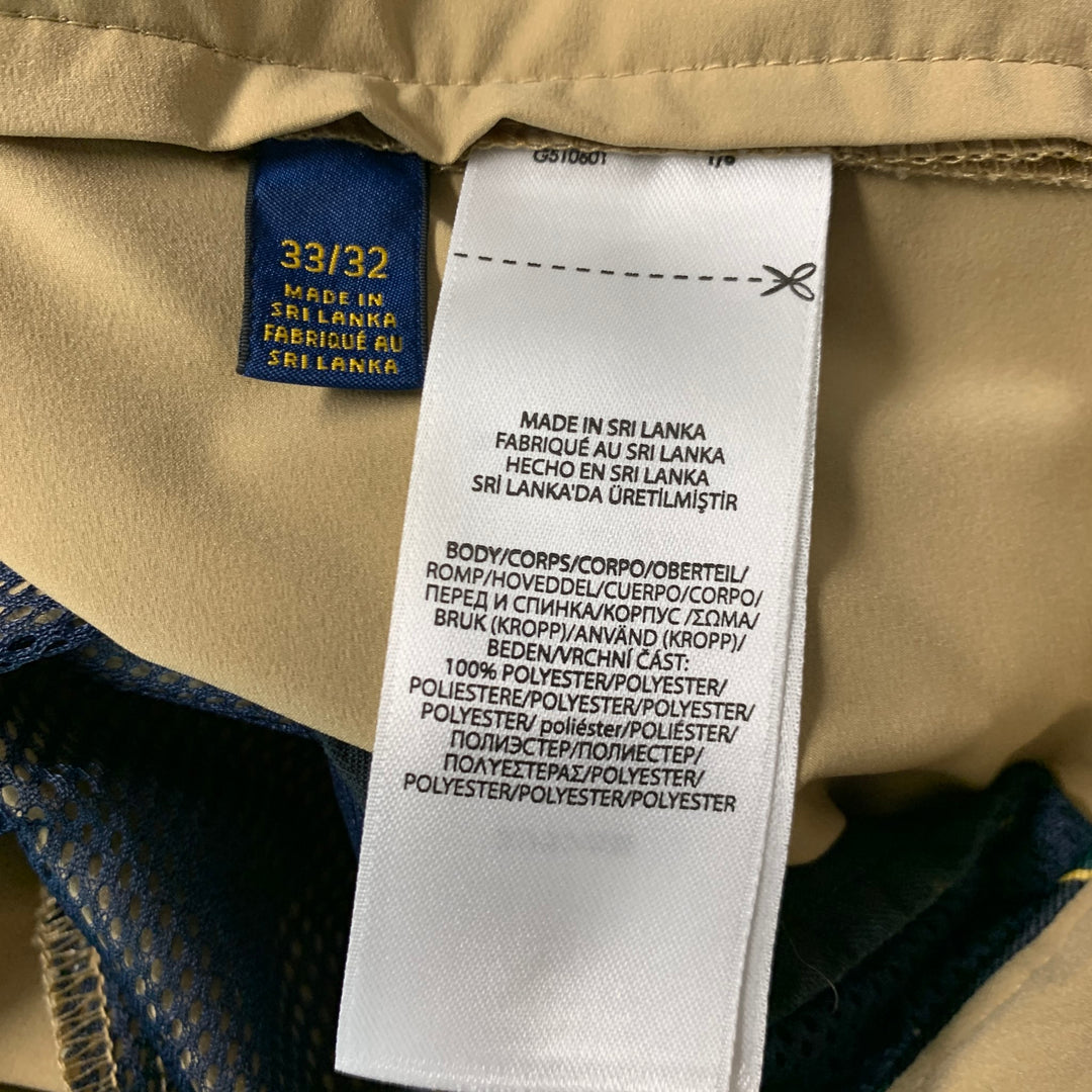POLO by RALPH LAUREN Talla 33 Pantalones casuales de frente plano de poliéster beige