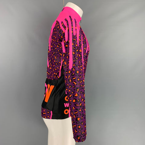 WALTER VAN BEIRENDONCK FW19 Size M Pink Purple Graphic Nylon Jersey Bike Top