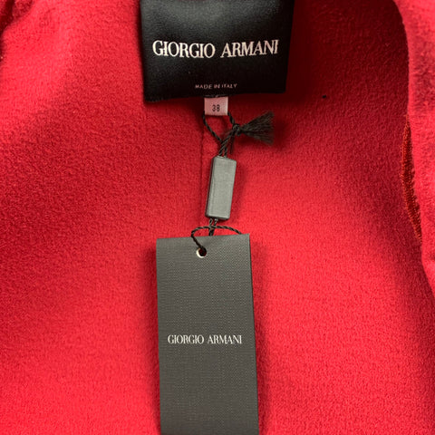 GIORGIO ARMANI Chaqueta de botonadura simple con solapa de pico de lana virgen roja talla 2