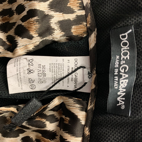 DOLCE & GABBANA Size 4 Black Textured Cotton Pleated Dress Pants