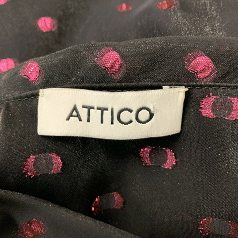 ATTICO Size 8 Black Raspberry Viscose Blend Dots Dress